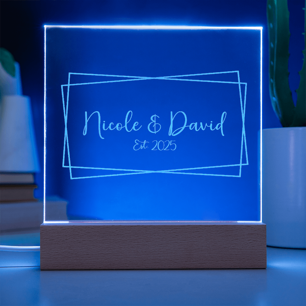 Personalized Engraved LED Nightlight, Newlywed Gift
