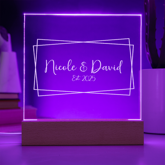 Personalized Engraved LED Nightlight, Newlywed Gift