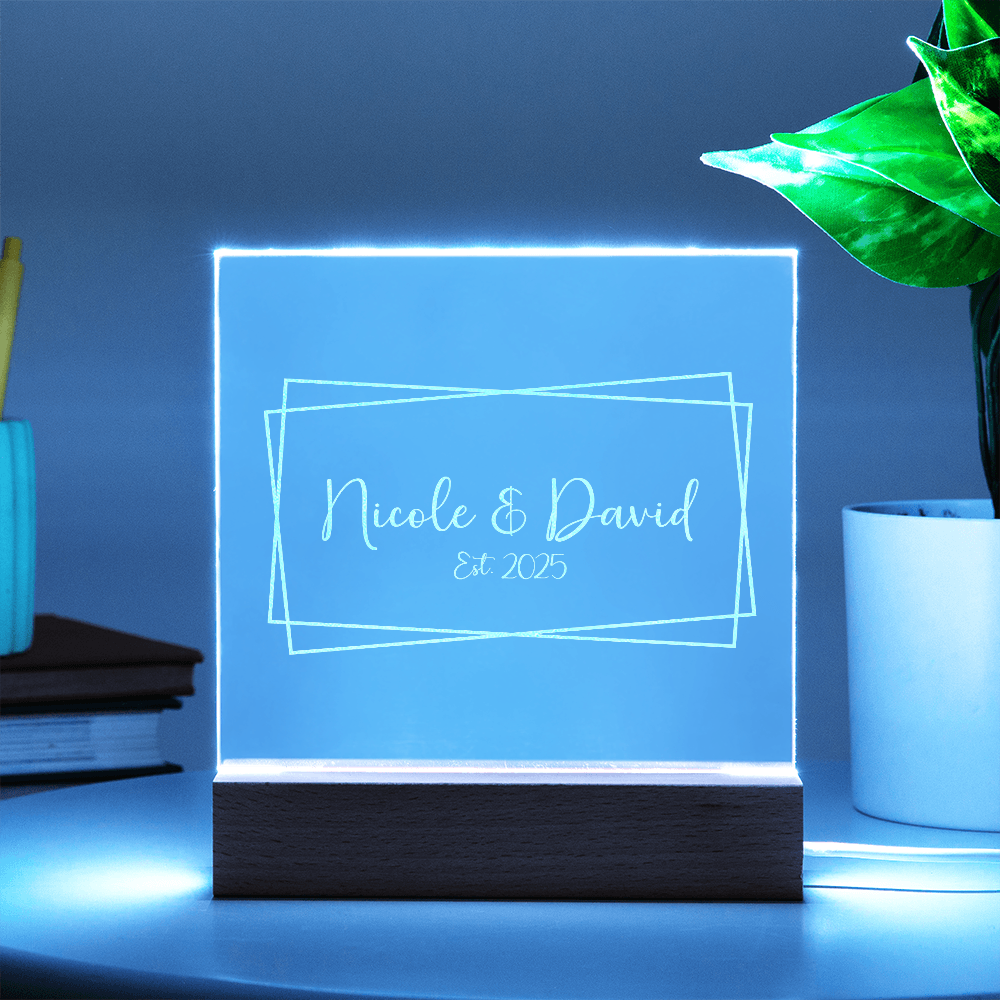 Personalized Engraved LED Nightlight, Newlywed Gift