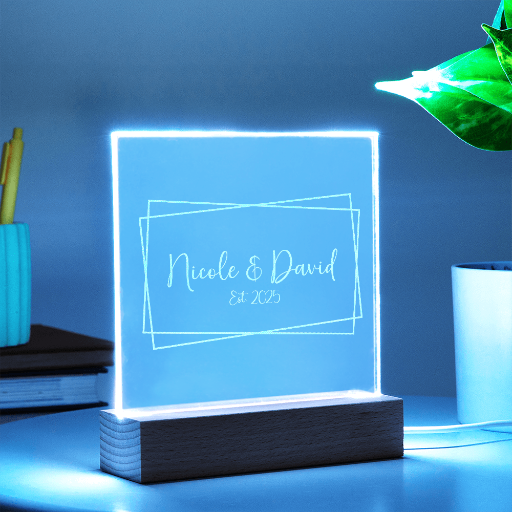 Personalized Engraved LED Nightlight, Newlywed Gift