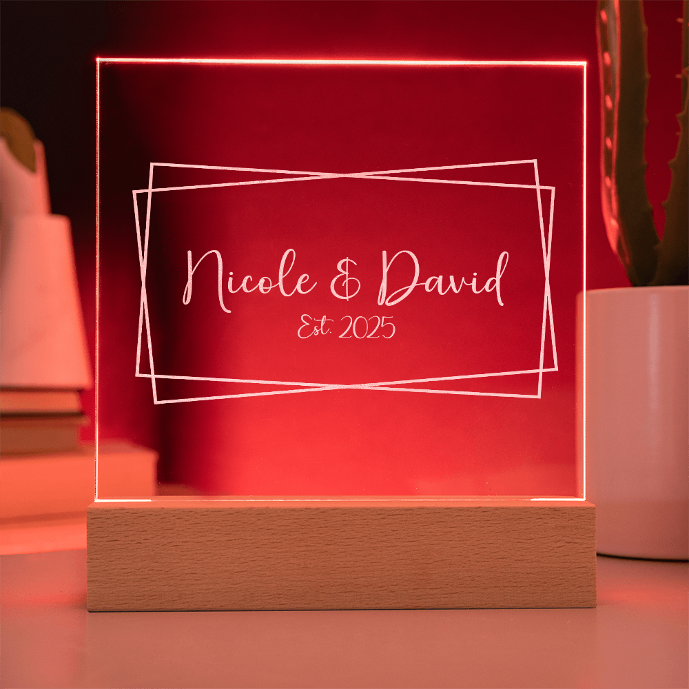 Personalized Engraved LED Nightlight, Newlywed Gift